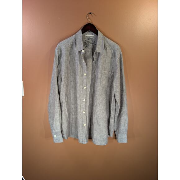 Tommy Bahama Relax Men's 100% Linen Gray/Brown Button Down Shirt - Size L - Picture 1 of 10